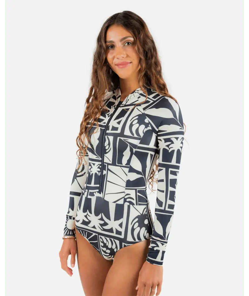 Rip Curl Santorini Sun Upf Long-Sleeve One-Piece Swimsuit – Black 1