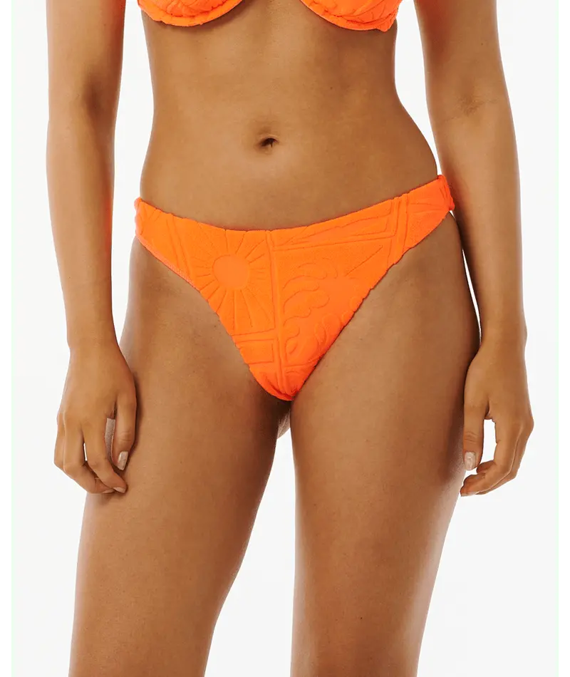Rip Curl Santorini Terry Hi-Leg Skimpy Bottom In Bright Orange 1