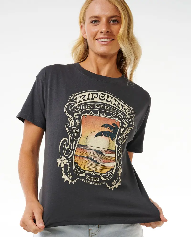 Rip Curl Sea Shells Relaxed Fit T-Shirt – Washed Black 1