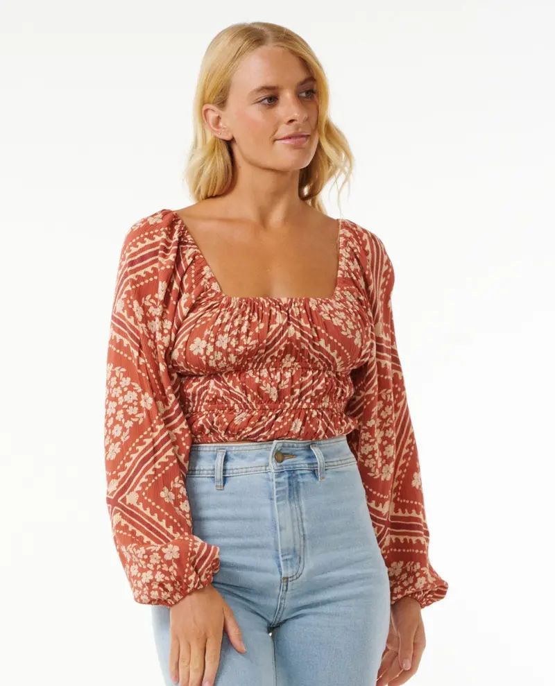 Rip Curl Soleil Long Sleeve Shirt In Rust 1