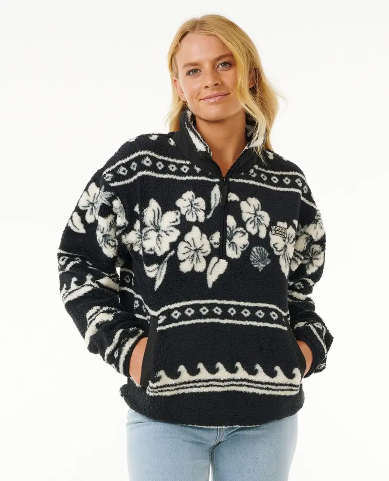 Rip Curl Soleil Polar Fleece 1/4-Zip Jacket – Black 1