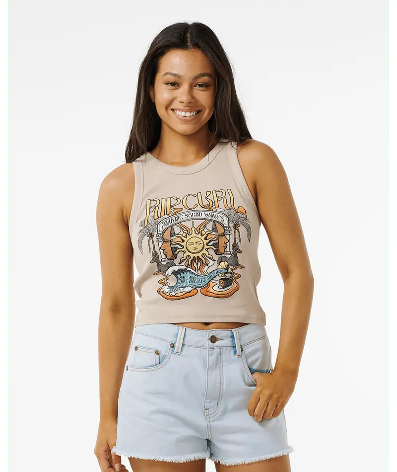 Rip Curl Sound Wave Ribbed Tank Top – Natural Heather 1