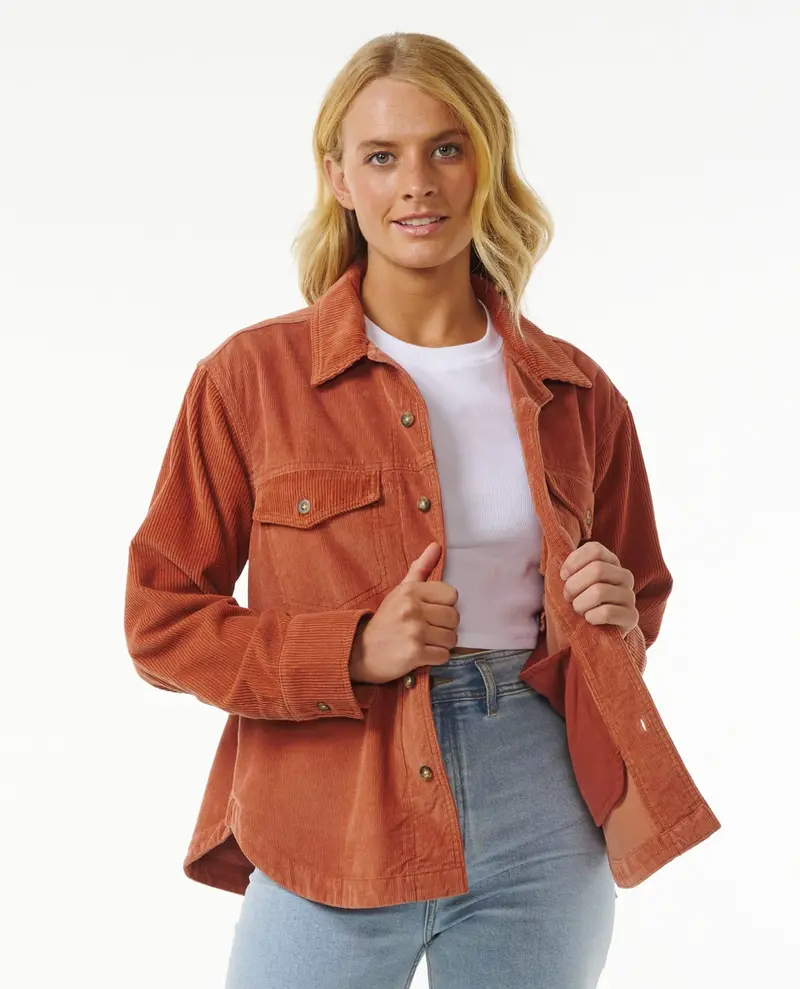 Rip Curl Stevie Cord Long-Sleeve Shirt In Dark Rust 1