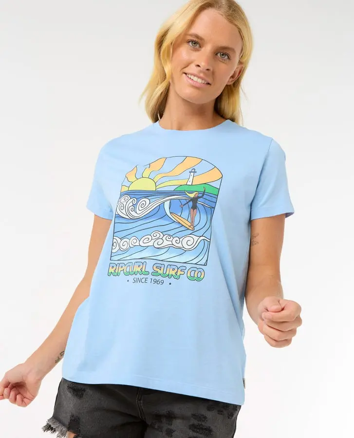 Rip Curl Stringers Standard T-Shirt In Mid Blue 1