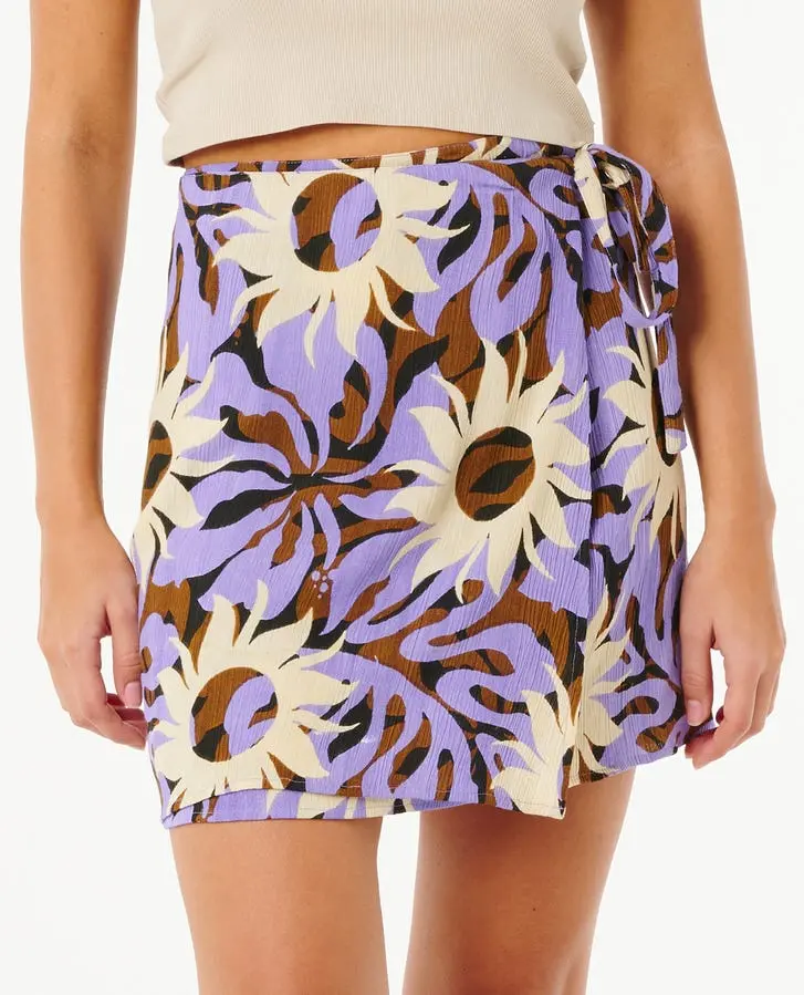 Rip Curl Sun-Drenched Mini Wrap Skirt In Multicolor Floral 1