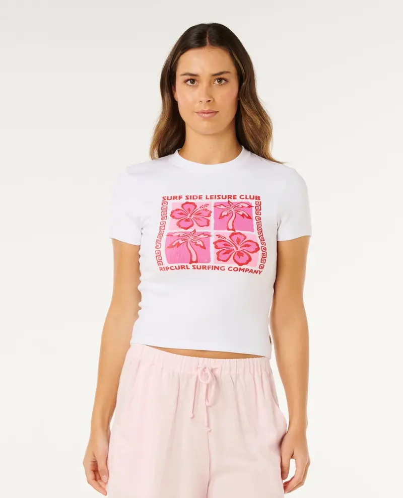 Rip Curl Surf Side Slim-Fit Short Sleeve Tee – Optical White 1