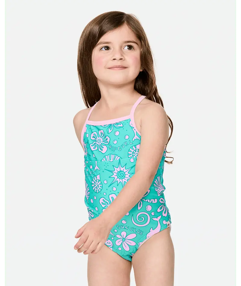 Rip Curl Turquoise Toddler Sunshine Club One-Piece Swimsuit 1