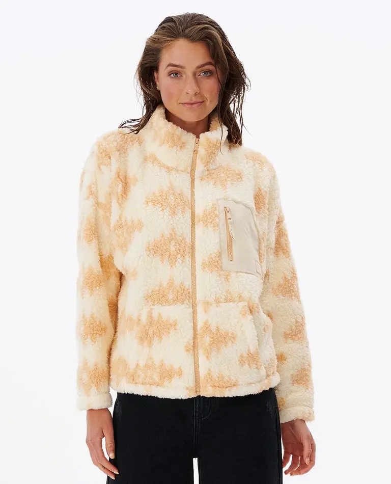 Rip Curl Waves Polar Fleece Jacket In Sand 1