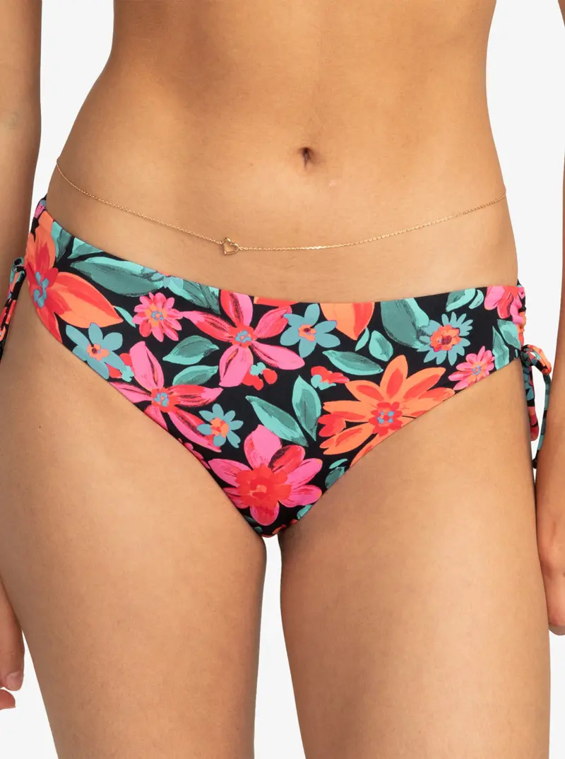 Roxy Beach Classics Hispter Tie-Style Bottom In Anthracite Floral Fiesta Big 1
