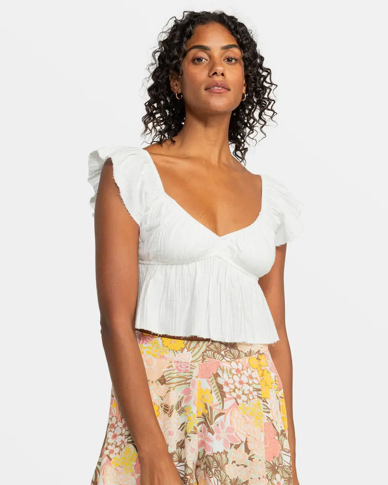 Roxy Brisa Lightweight Woven Shirt In Egret 1