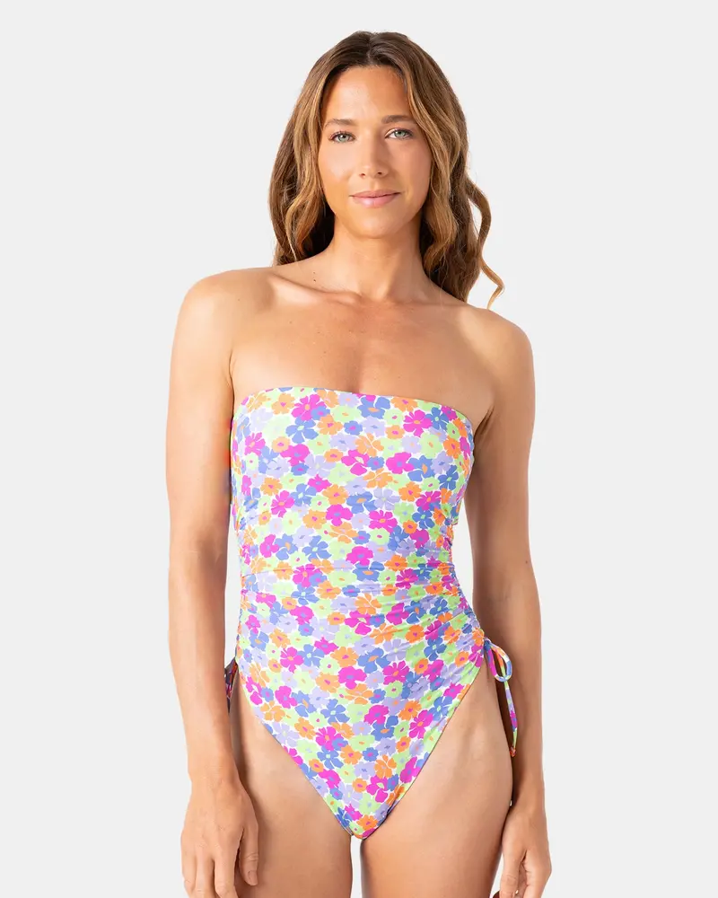 Roxy California Dreamin Bandeau One-Piece – Lime Reversible Swimsuit 1