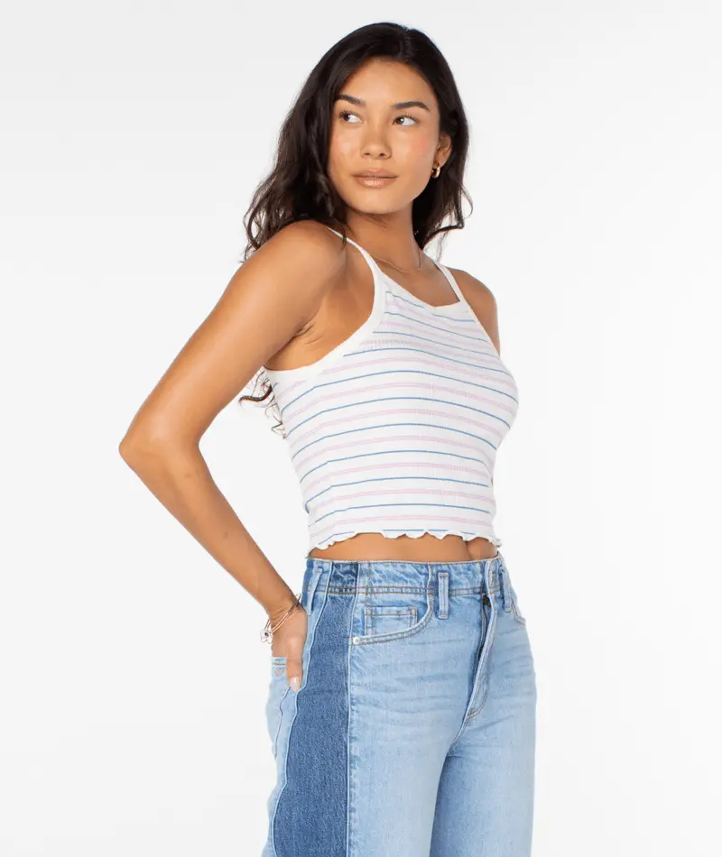 Roxy Cool Sunsetz Egret Ribbed Tank Top 1