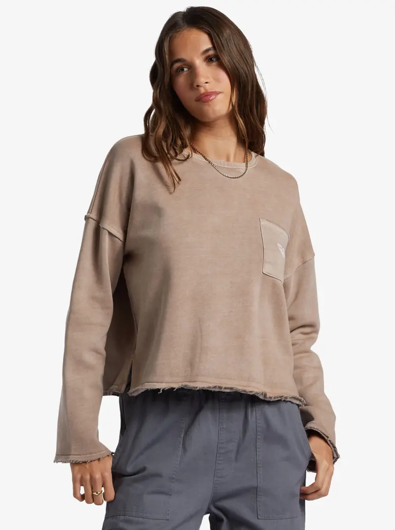 Roxy Doheny Classic Crewneck Sweatshirt In Root Beer 1