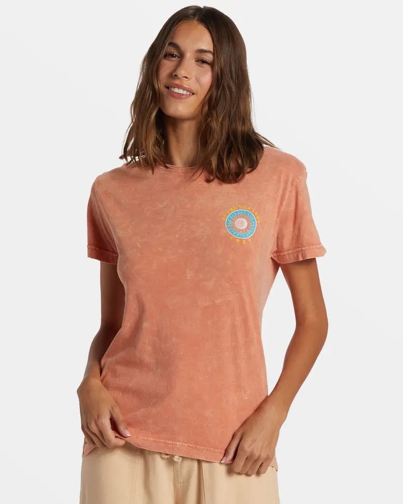 Roxy El Sol Y La Luna Art Print Tee In Apricot Brandy 1