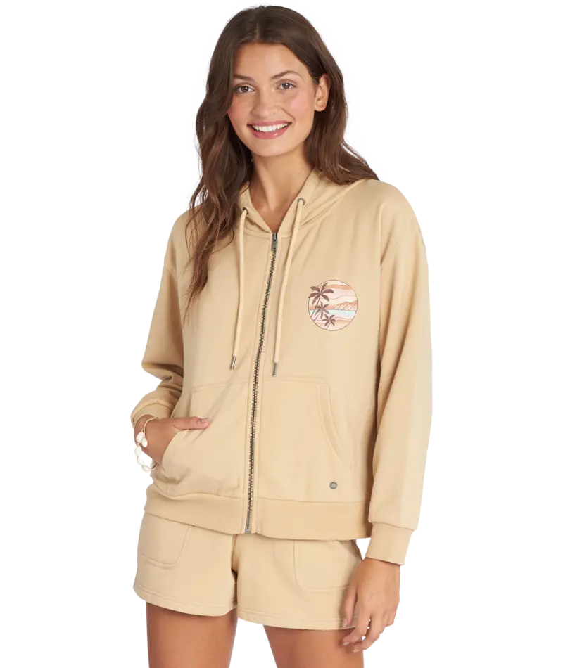 Roxy Evening Hike Brushed Sweatshirt – Tapioca Beige 1