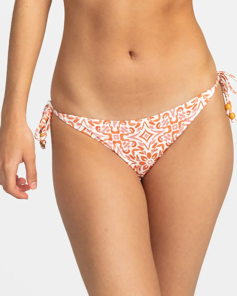 Roxy Fresco Tile Moderate Coverage Bottom – Cloud Dancer Print 1