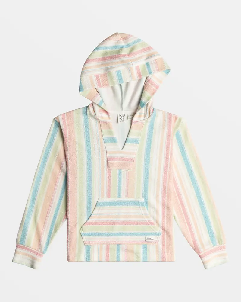 Roxy Girls Feels Like Summer Sweatshirt – White With Salty Stripe Design 1