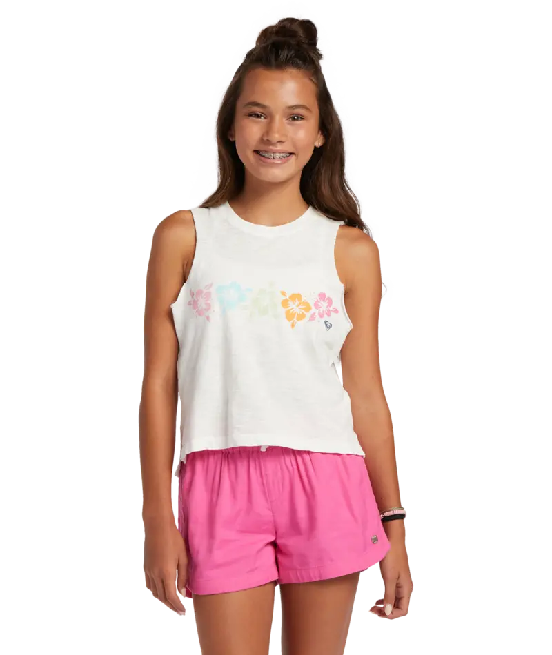 Roxy Girls Lei Line Sleeveless Tank Top – Snow White 1