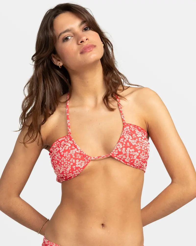 Roxy Margarita Bandeau Bikini Top In Hibiscus Print 1