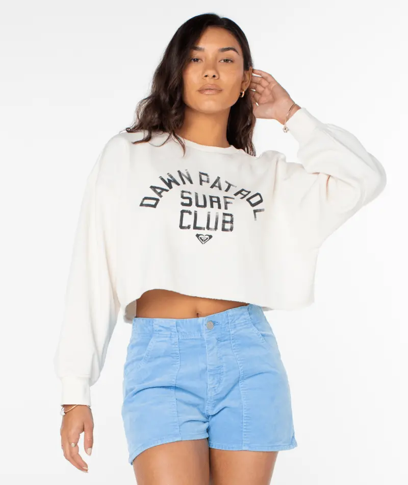 Roxy Morning Hike Cropped Sweatshirt – Egret 1