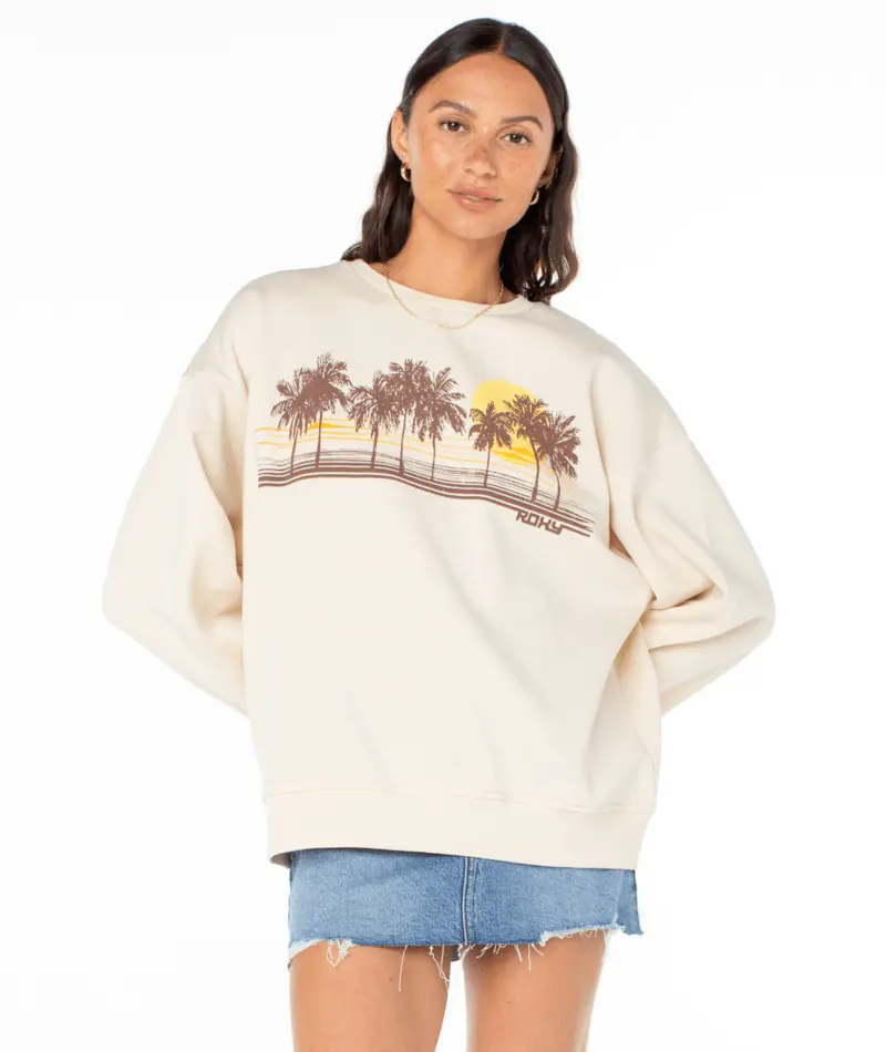 Roxy Morning Hike Fleece Sweatshirt – Parchment 1