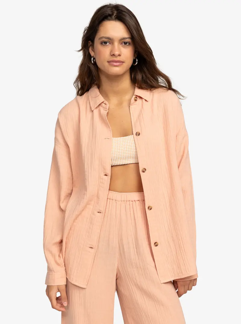 Roxy Morning Time Long-Sleeve Shirt In Café Crème 1