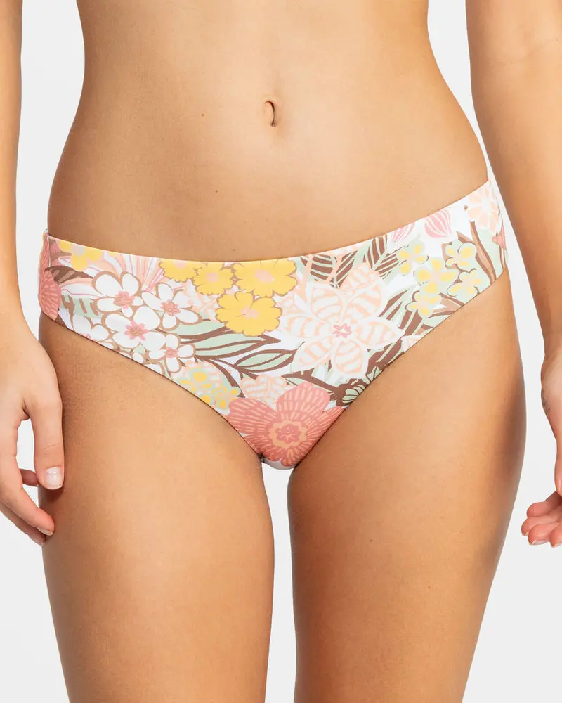 Roxy Playa Paradise Hipster Bikini Bottom – White 'Viva La Vida' Print 1