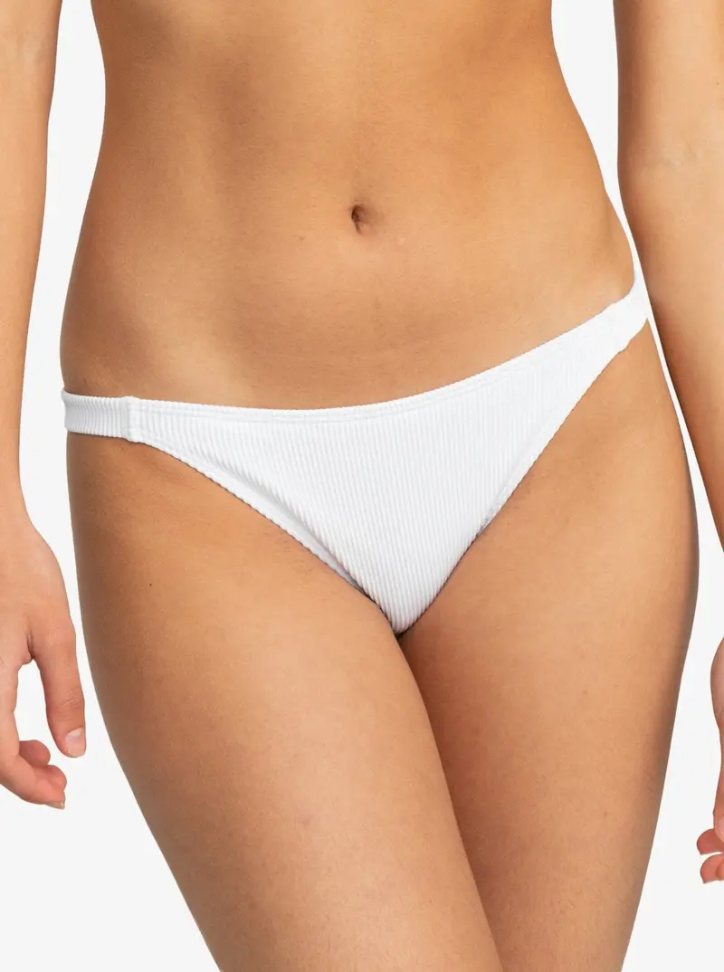 Roxy Ribbed Love The Goofy Bikini Bottom – Bright White 1