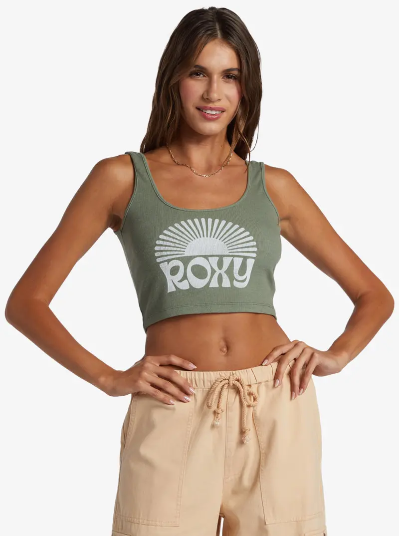 Roxy Rise And Shine Dive-In Tank Top In Agave Green 1