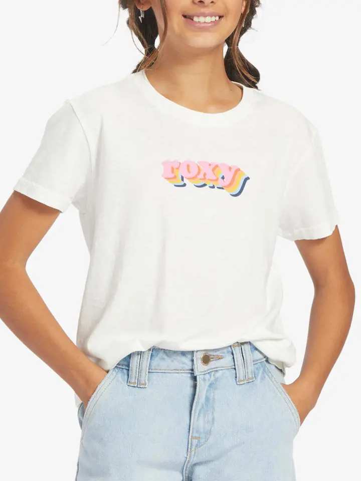 Roxy Snow White Retro Roxy Stack Graphic Tee 1