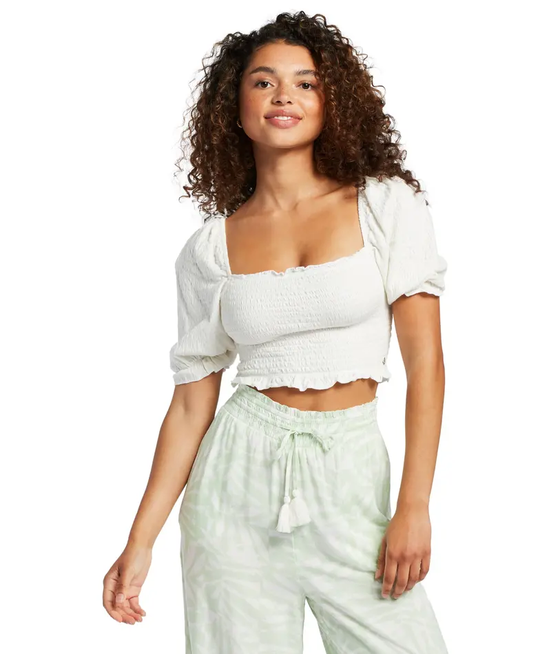 Roxy Sunset Walks Button-Down Shirt In Snow White 1