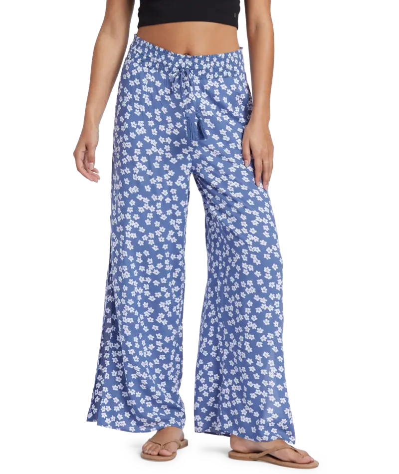 Roxy Tropical Rhythm Floral Pants In Bijou Blue 1