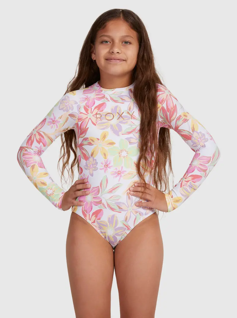 Roxy Tropical Time Long-Sleeve One-Piece Swimsuit In Bright White 1
