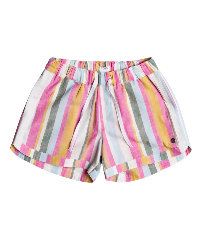 Roxy Una Mattina Striped Shorts In Snow White 1