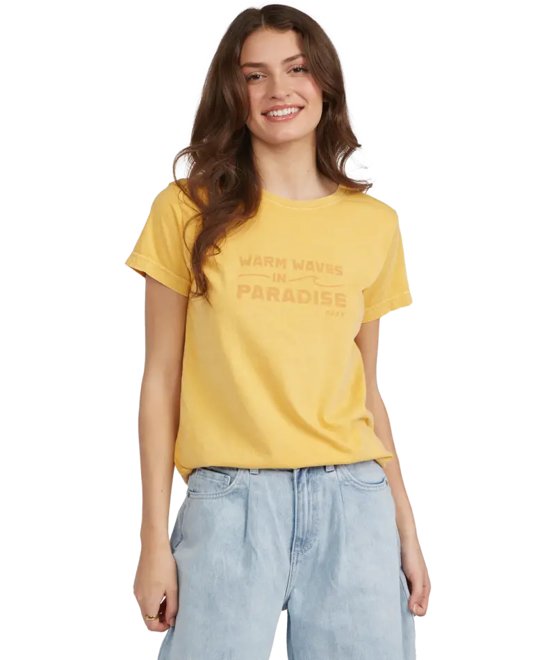 Roxy Warm Waves Ochre Cotton T-Shirt 1