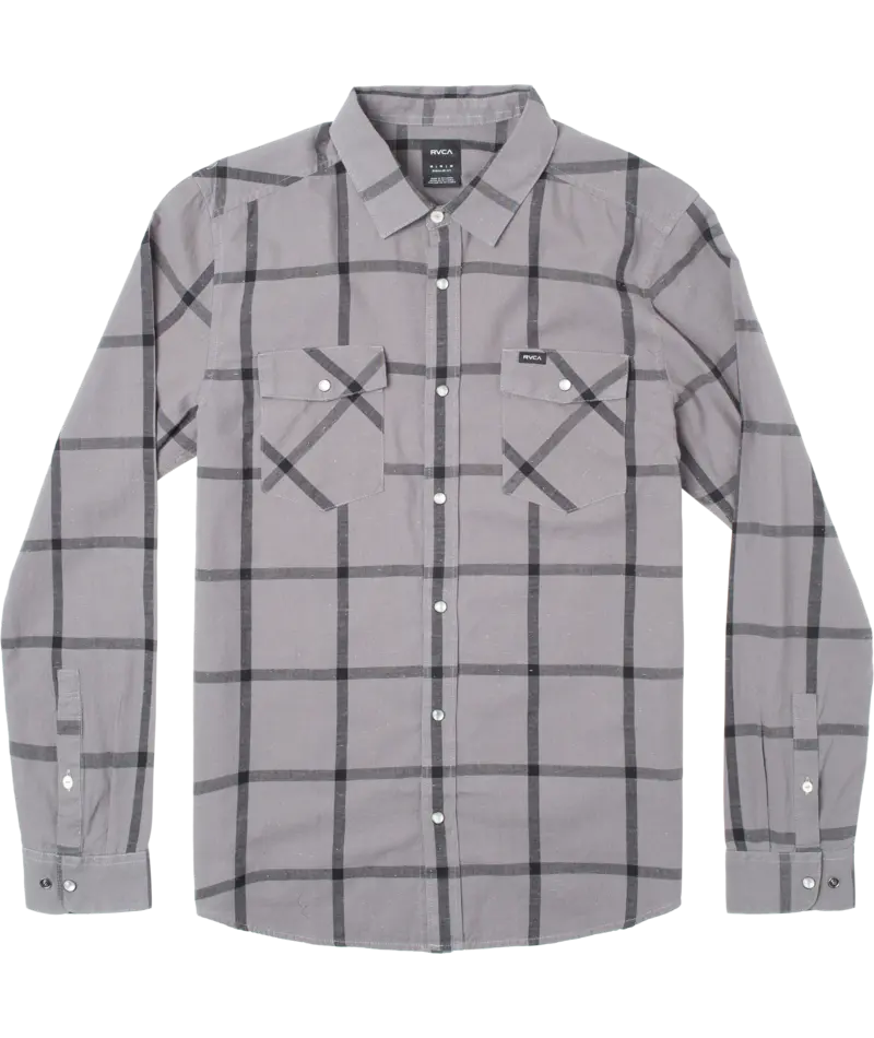 Rvca Neps Plaid Long-Sleeve Shirt In Smoke 1