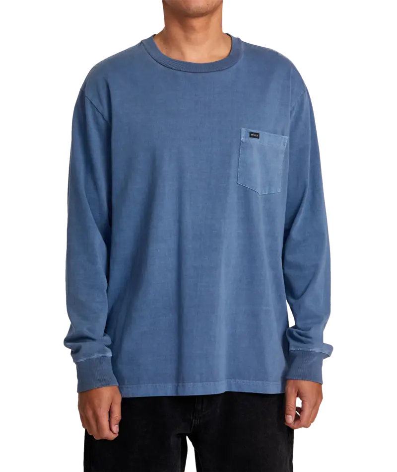 Rvca Ptc Moody Blue Long-Sleeve Crewneck Tee 1