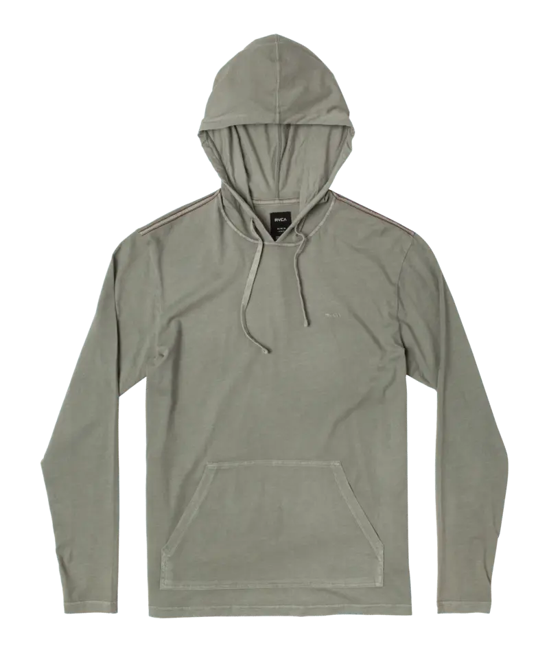 Rvca Ptc Pigment-Dyed Hooded Long-Sleeve Tee – Aloe 1