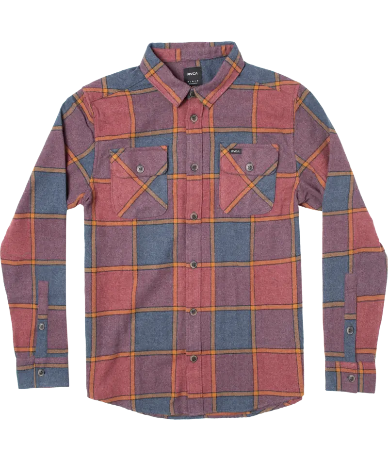 Rvca That'Ll Work Brushed Flannel Long-Sleeve Shirt In New Moody 1