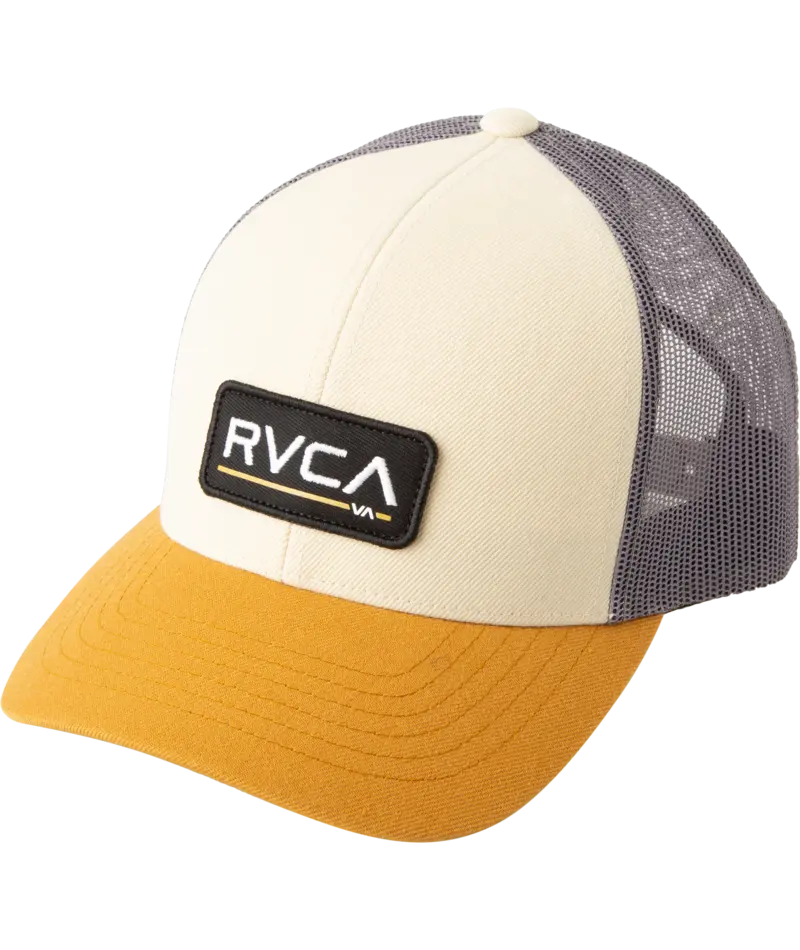 Rvca Ticket Trucker Iii Snapback Hat In Khaki 1