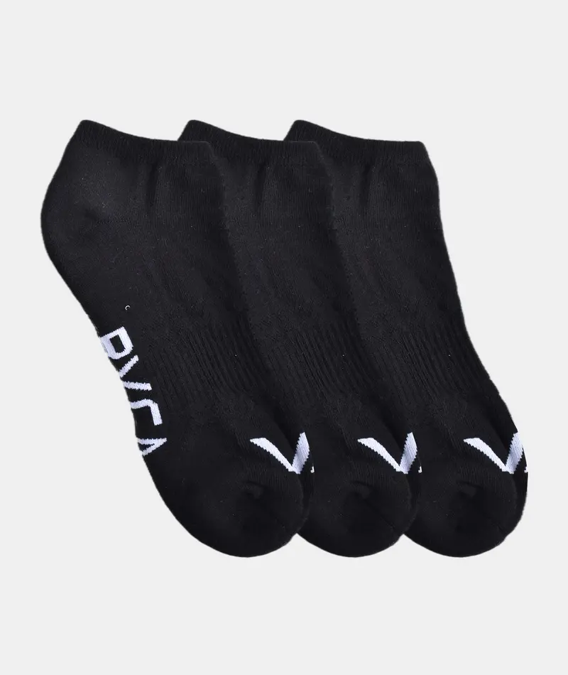 Rvca Va Sport Logo Super No-Show Sock Pack (3-Pack) In Black 1