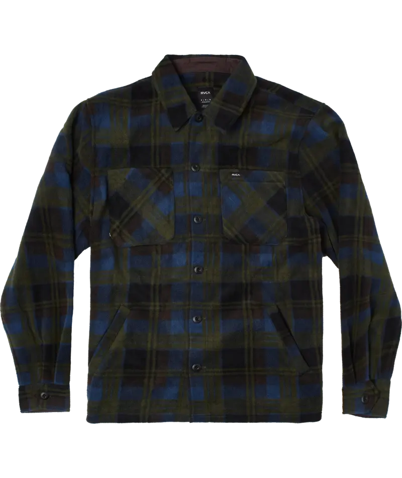 Rvca Yukon Hunter Green Hi-Pile Fleece Shirt 1