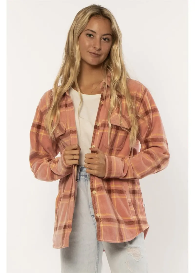 Sisstr Nights Rose Water Woven Fleece Long Sleeve Shirt 1