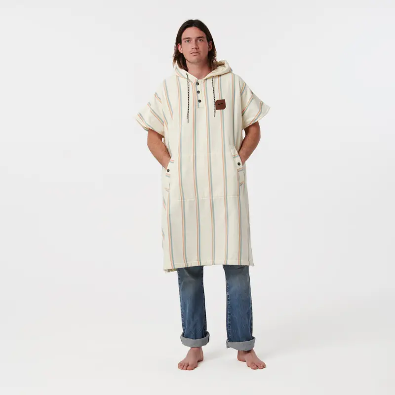 Slowtide Baja Stripe Poncho – Cream (Large/X-Large) 1