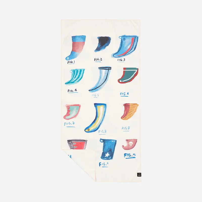 Slowtide 'Fins Out' Quick-Dry Beach Towel – White 1
