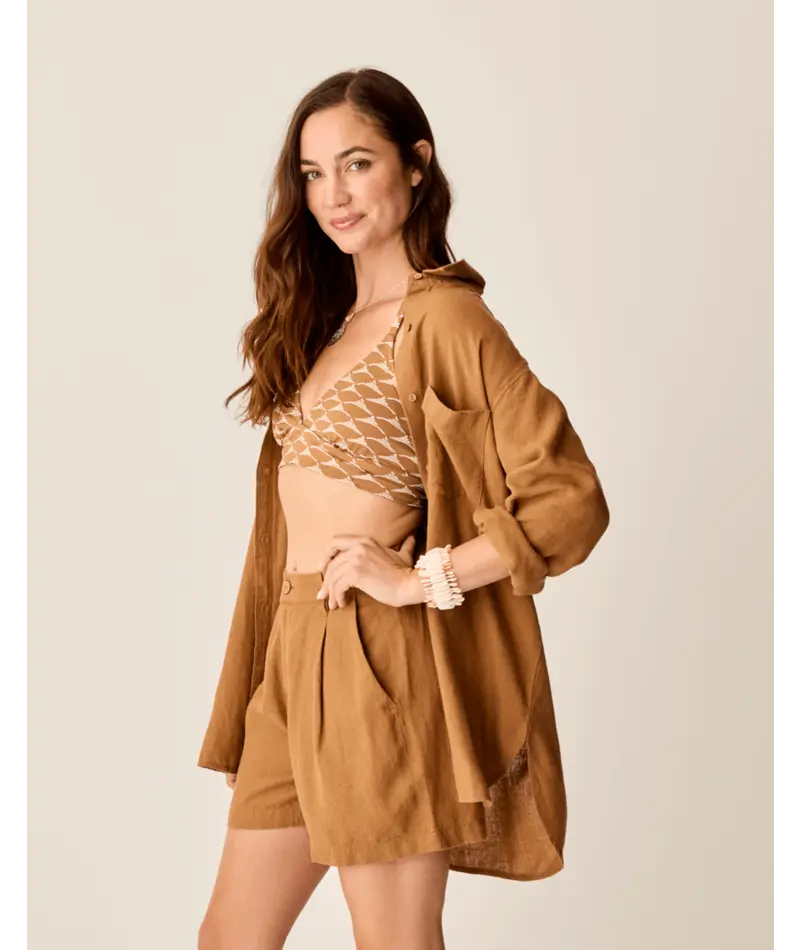 Taylor Linen Oversized Tunic In Rum Chambray – Carve Designs 1