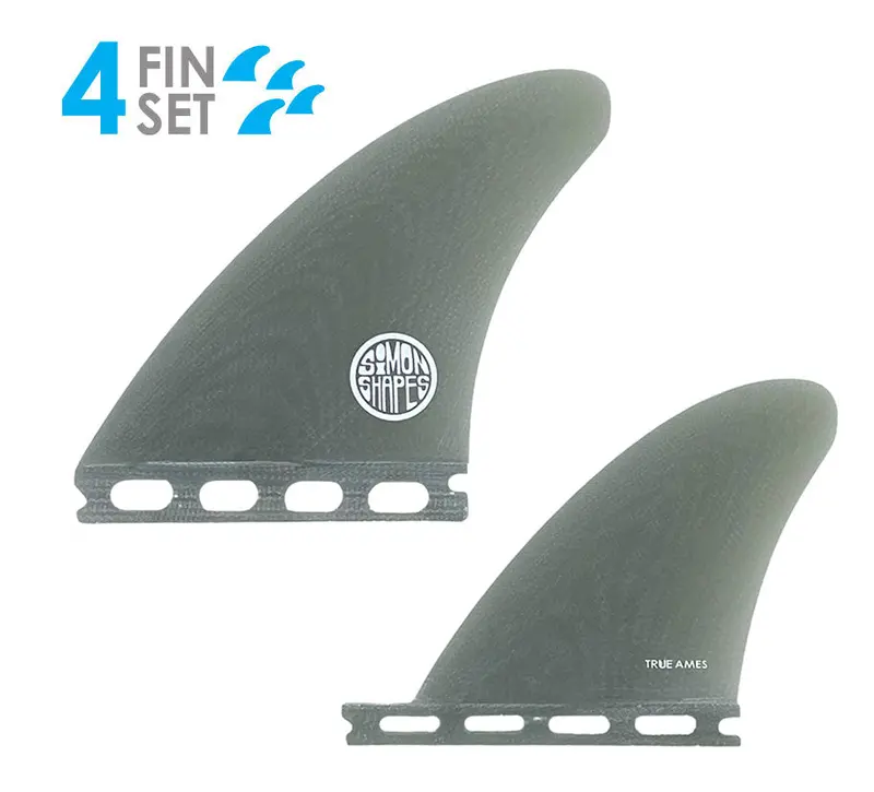 True Ames John Simon Type I Quad Fin Set – Smoke Fiberglass 1