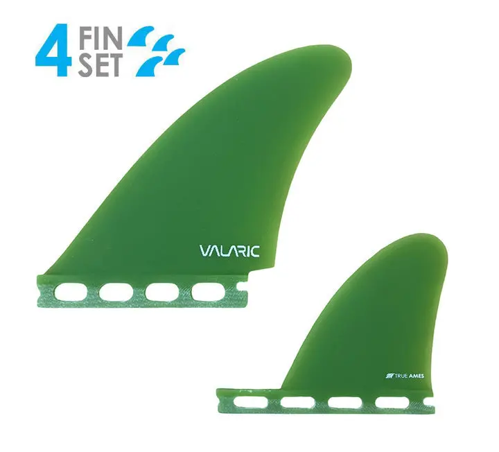 True Ames Valaric Solid Fiberglass Quad Fin Set – Green 1