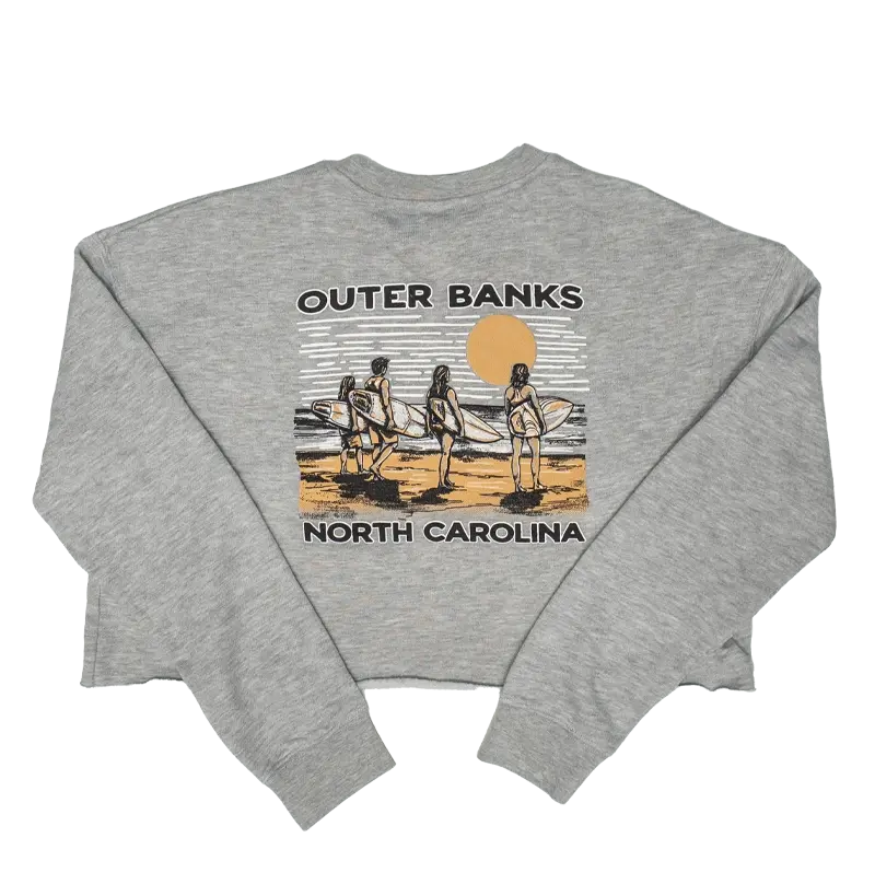 Vintage Coastal Crop Crew Sweatshirt – Grey Heather 1