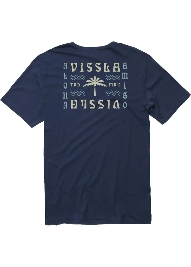 Vissla Amigo Palm Organic Cotton Tee In Dark Denim 1